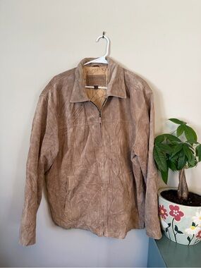 Vintage St. John’s Bay Suede Leather Jacket with Map interior sz large